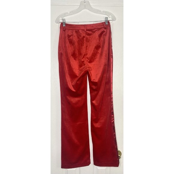 7 For All Mankind Women’s‎ Velvet Wide Leg Flare Side Stripe Pants Red 2 New - Picture 7 of 7